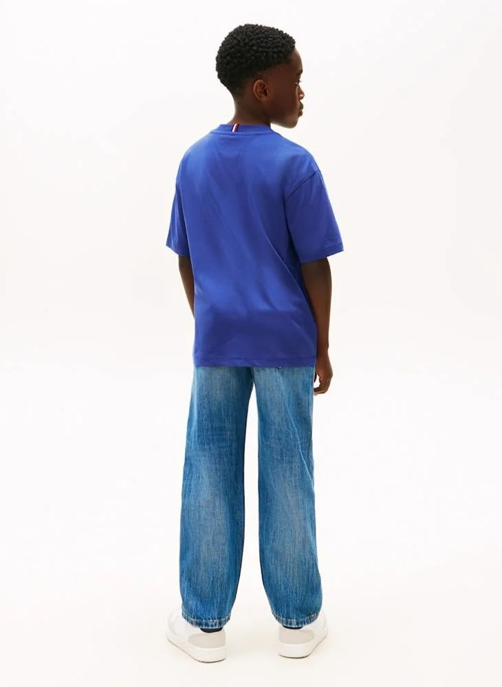 تومي هيلفيغر تيشيرت أساسي برقبة مستديرة للأطفال